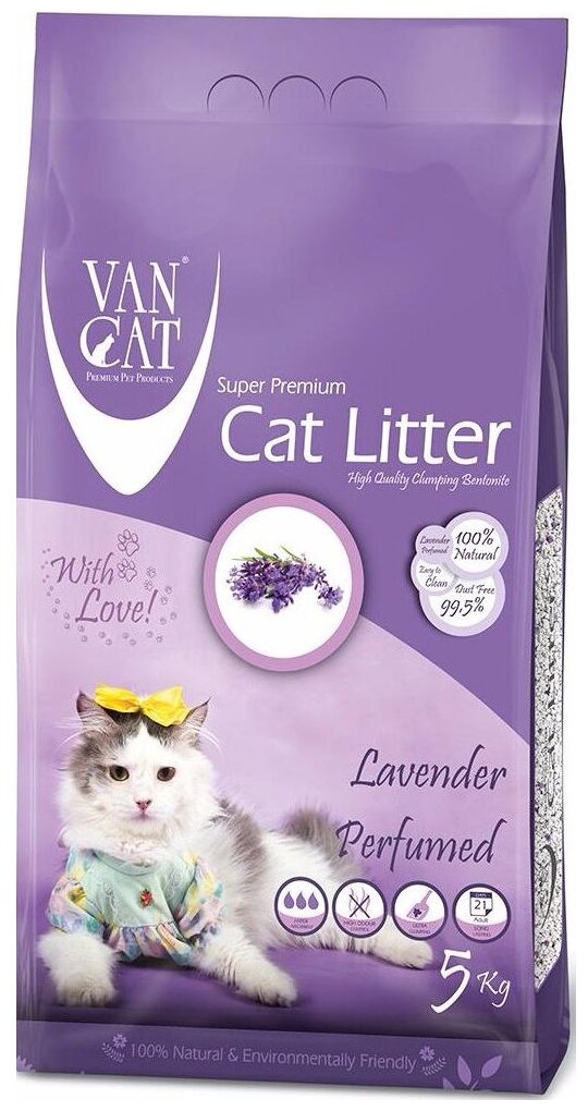 Van Cat ვან ქეთი კატის ტუალეტის ქვიშა ლავანდის სურნელით 5კგ 